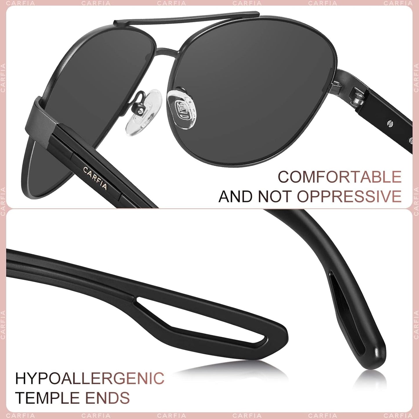 Polarized Sunglasses for Women UV Protection Ultra-Lightweight Comfort Metal Frame Driving Glasses CA3210