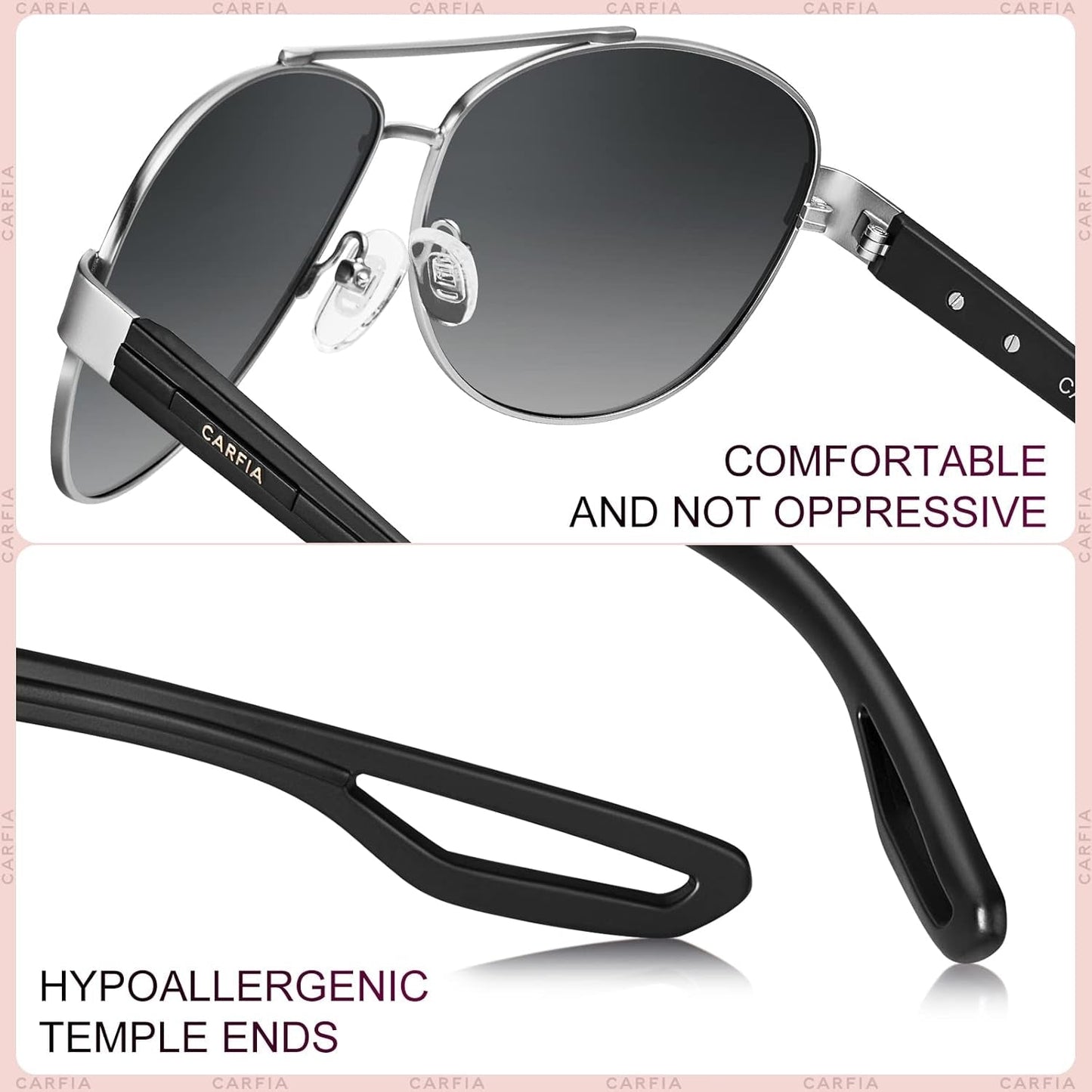 Polarized Sunglasses for Women UV Protection Ultra-Lightweight Comfort Metal Frame Driving Glasses CA3210