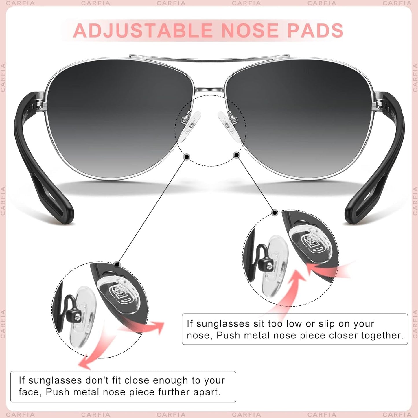 Polarized Sunglasses for Women UV Protection Ultra-Lightweight Comfort Metal Frame Driving Glasses CA3210