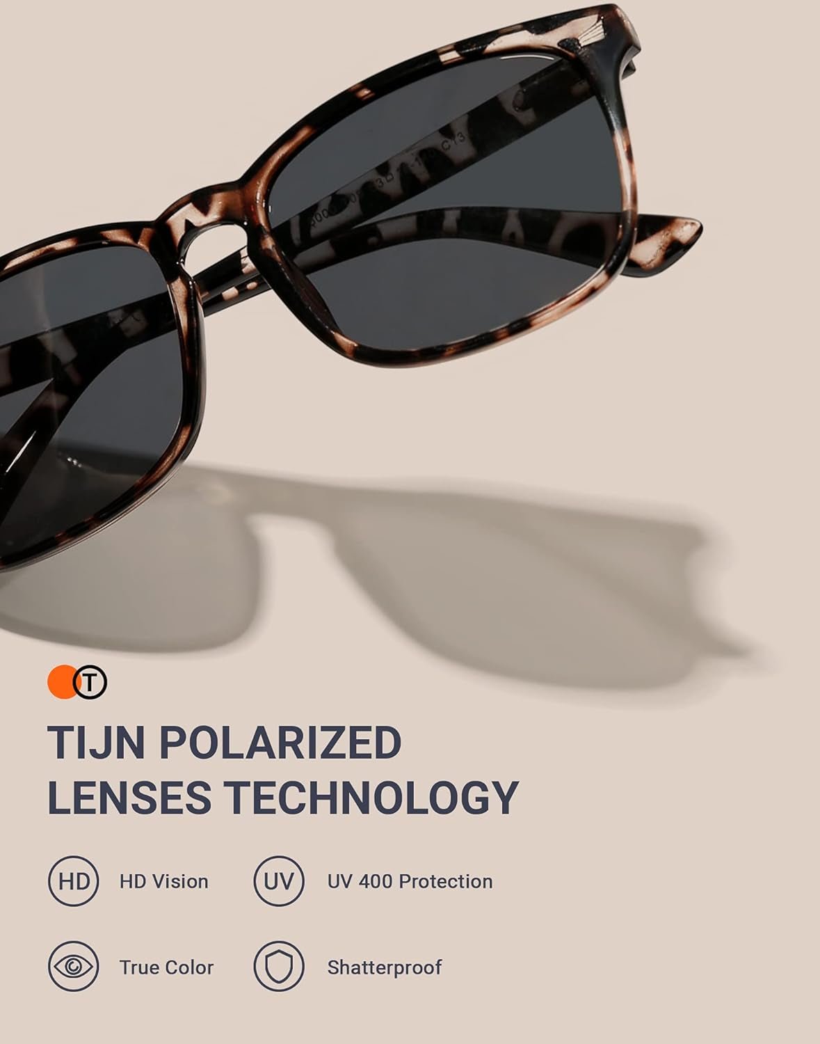 Polarized Sunglasses for Womens and Mens,Classic Square Frames Shades for UV Protection, Stylish and Trendy Sunnies