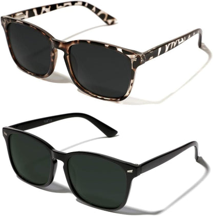 Polarized Sunglasses for Womens and Mens,Classic Square Frames Shades for UV Protection, Stylish and Trendy Sunnies - WORLD TIME VISITS