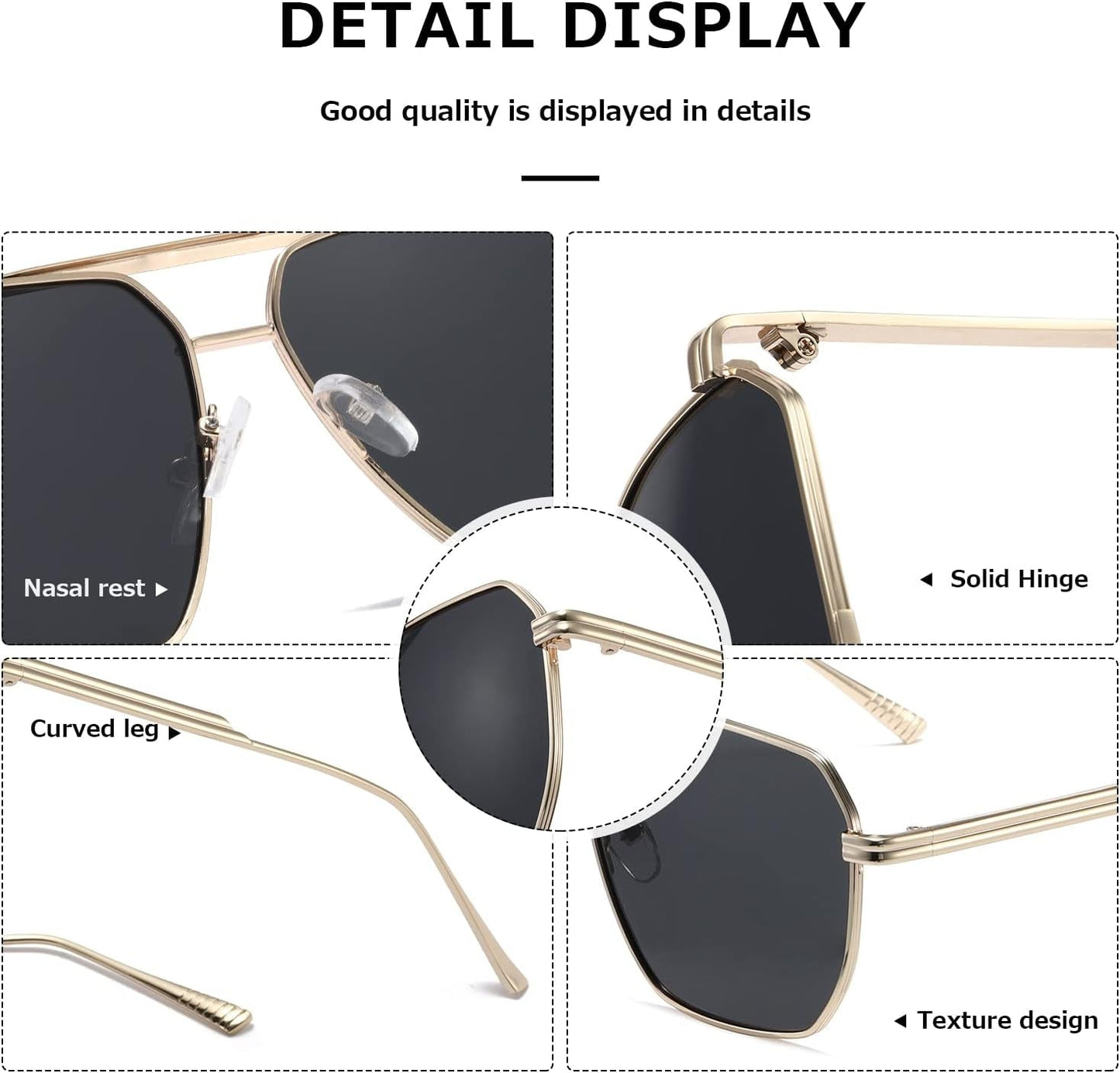 Polarized Sunglasses Womens Men Retro Oversized Square Vintage Shades Classic Large Metal Sun Glasses K1221