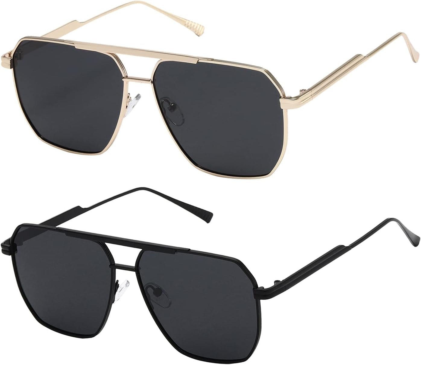 Polarized Sunglasses Womens Men Retro Oversized Square Vintage Shades Classic Large Metal Sun Glasses K1221 - WORLD TIME VISITS