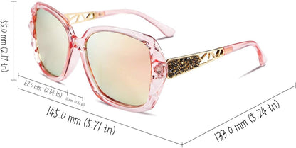 Polarized Women Square Sunglasses Sparkling Composite Shiny Frame B2289