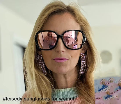 Polarized Women Square Sunglasses Sparkling Composite Shiny Frame B2289