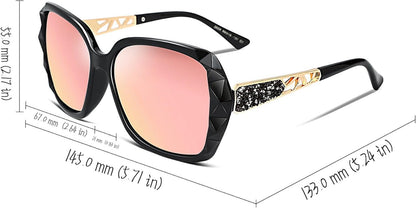 Polarized Women Square Sunglasses Sparkling Composite Shiny Frame B2289