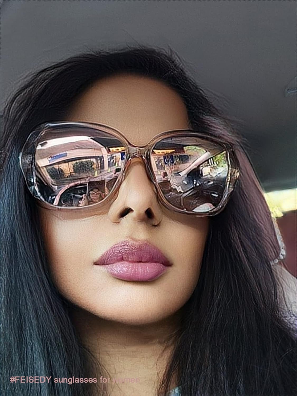 Polarized Women Square Sunglasses Sparkling Composite Shiny Frame B2289 - WORLD TIME VISITS