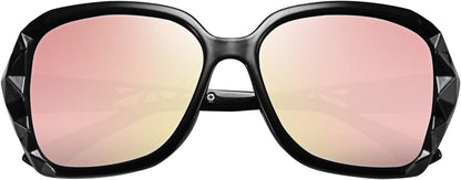 Polarized Women Square Sunglasses Sparkling Composite Shiny Frame B2289 - WORLD TIME VISITS