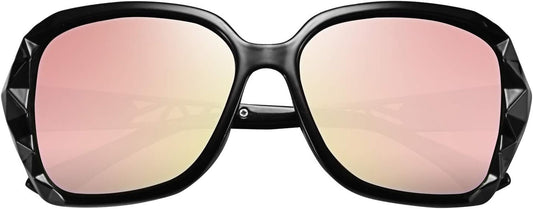 Polarized Women Square Sunglasses Sparkling Composite Shiny Frame B2289 - WORLD TIME VISITS