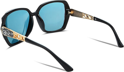 Polarized Women Square Sunglasses Sparkling Composite Shiny Frame B2289