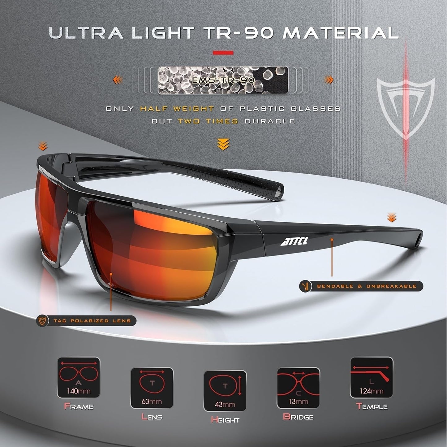 Polarized Wrap Sunglasses for Men - Fishing Sports Glasses UV Protection - WORLD TIME VISITS