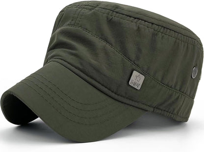 Polyester Water Resistant Military Caps for Men Quick Dry Cadet Hats for Women Army Cap Flat Top Dad Hat - WORLD TIME VISITS