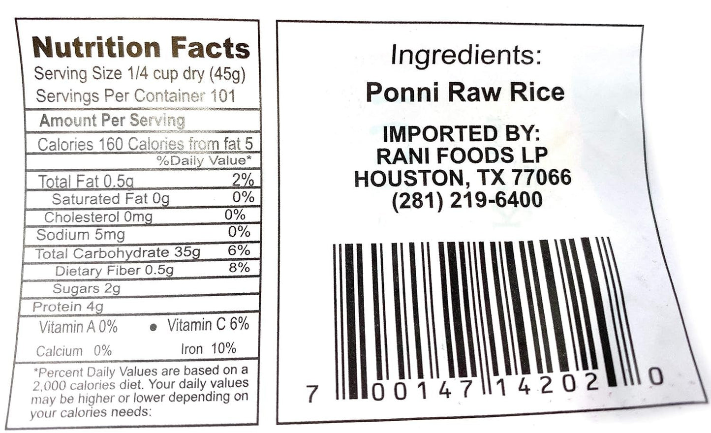 Ponni Raw Rice 4-Pound Bag, 4Lbs (1.81Kg) Short Grain Rice ~ All Natural | Gluten Friendly | Vegan | Indian Origin | Export Quality