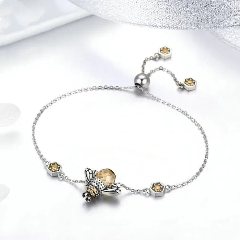 Popular Elegant Bee Design Gemstone Topaz Pendant Necklace/Earring/Ring/Bracelet 925 Silver Jewelry Set Mother's Day Gifts