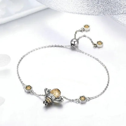 Popular Elegant Bee Design Gemstone Topaz Pendant Necklace/Earring/Ring/Bracelet 925 Silver Jewelry Set Mother's Day Gifts