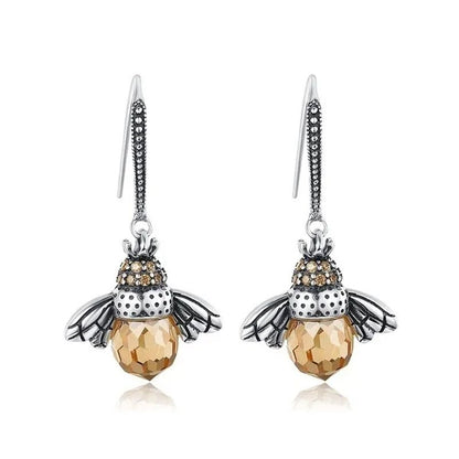 Popular Elegant Bee Design Gemstone Topaz Pendant Necklace/Earring/Ring/Bracelet 925 Silver Jewelry Set Mother's Day Gifts