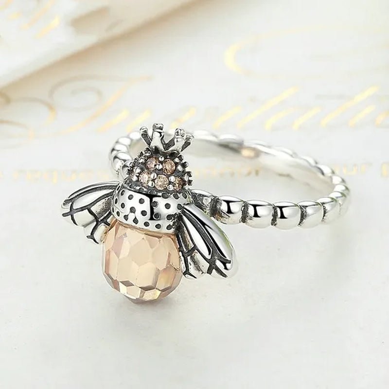 Popular Elegant Bee Design Gemstone Topaz Pendant Necklace/Earring/Ring/Bracelet 925 Silver Jewelry Set Mother's Day Gifts