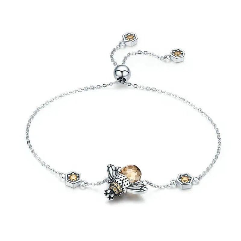 Popular Elegant Bee Design Gemstone Topaz Pendant Necklace/Earring/Ring/Bracelet 925 Silver Jewelry Set Mother's Day Gifts - WORLD TIME VISITS
