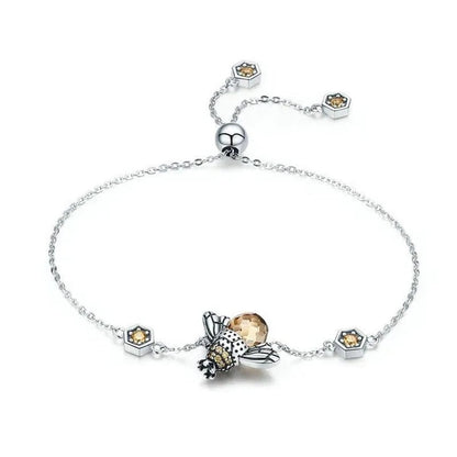 Popular Elegant Bee Design Gemstone Topaz Pendant Necklace/Earring/Ring/Bracelet 925 Silver Jewelry Set Mother's Day Gifts - WORLD TIME VISITS