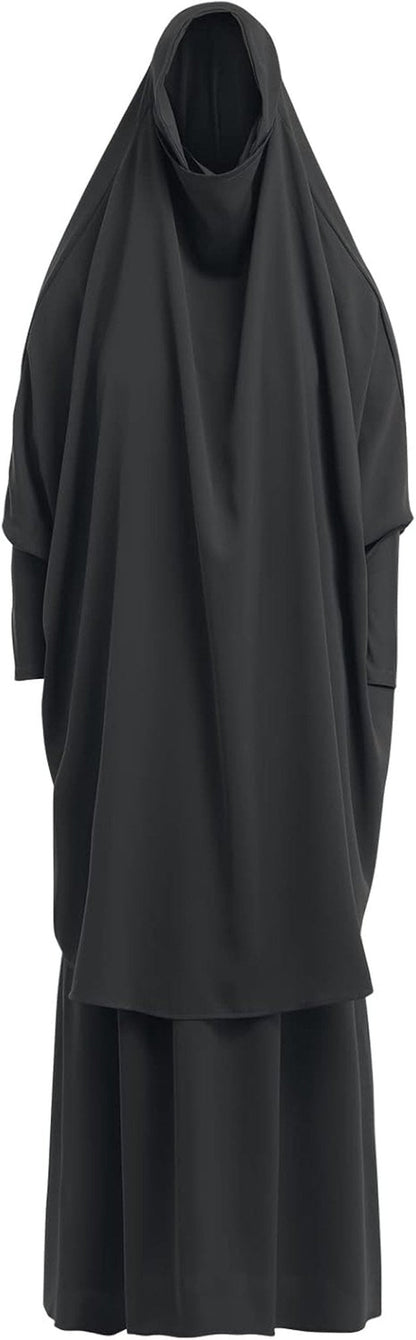 Prayer Clothes for Muslim Women Islamic Abaya Suit Maxi Skirt + Khimar Hijab 2Pcss Burka Jilbab Kaftan - WORLD TIME VISITS