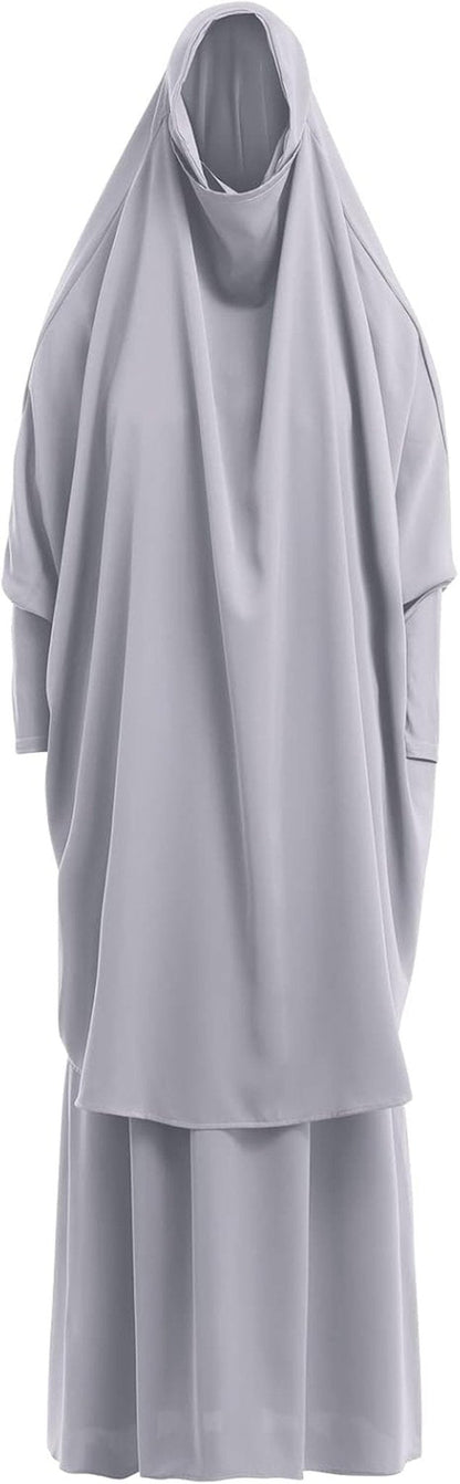 Prayer Clothes for Muslim Women Islamic Abaya Suit Maxi Skirt + Khimar Hijab 2Pcss Burka Jilbab Kaftan - WORLD TIME VISITS