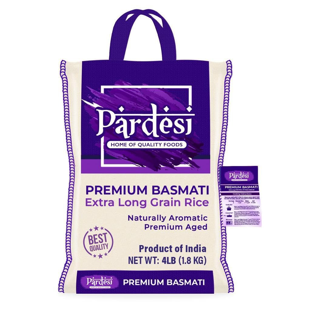 Premium Extra Long Grain Basmati Rice 4LB - Aromatic Taste - Conveinet Packaging - WORLD TIME VISITS