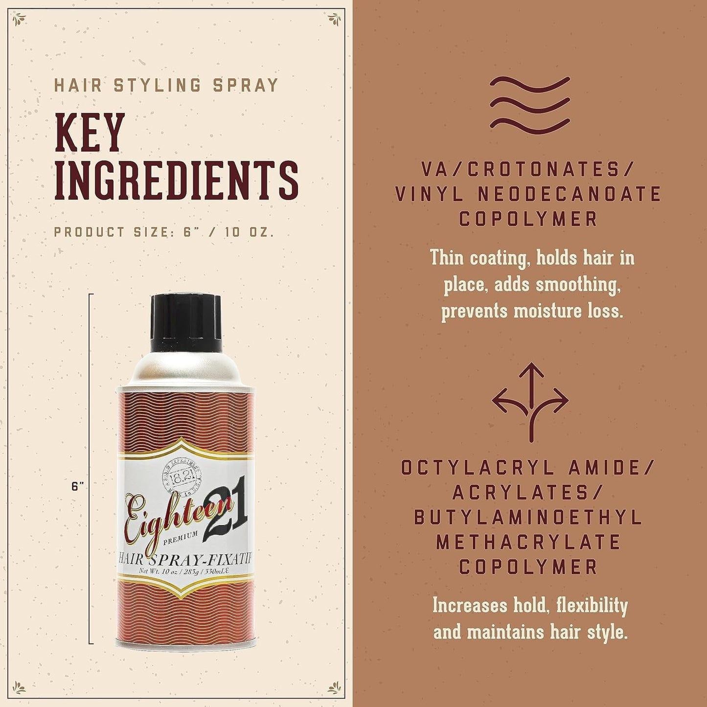 Premium Hair Spray for Men, All-Day Flexible Hold, 10 Oz. - Styling Hairspray with Matte Finish, Sweet Tobacco Scent - Professional, Non-Greasy Hairspray for All Hair Types