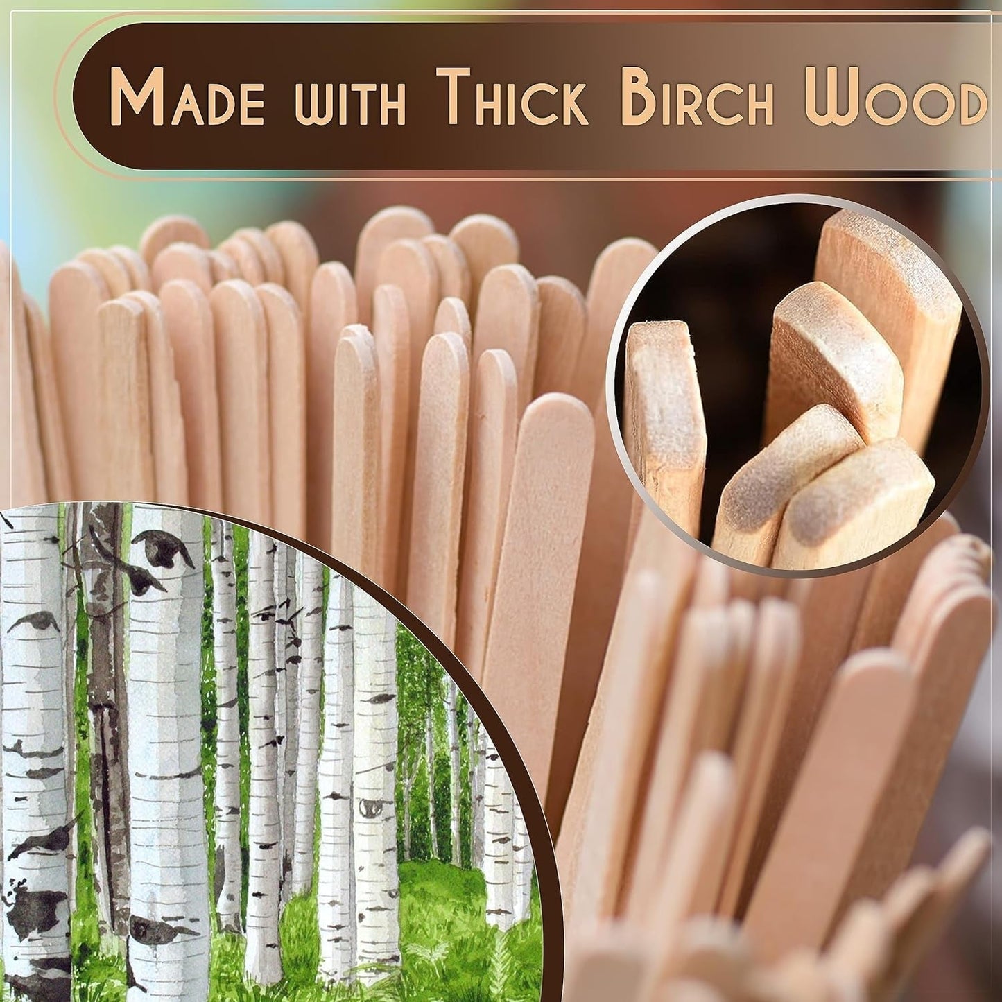 Premium Wooden Coffee Stirrer Sticks, Thick Birch Wood 1000 Count, 5.5" Inches. Eco-Friendly Wooden Stirrers (5.5Inches / 1000PC)
