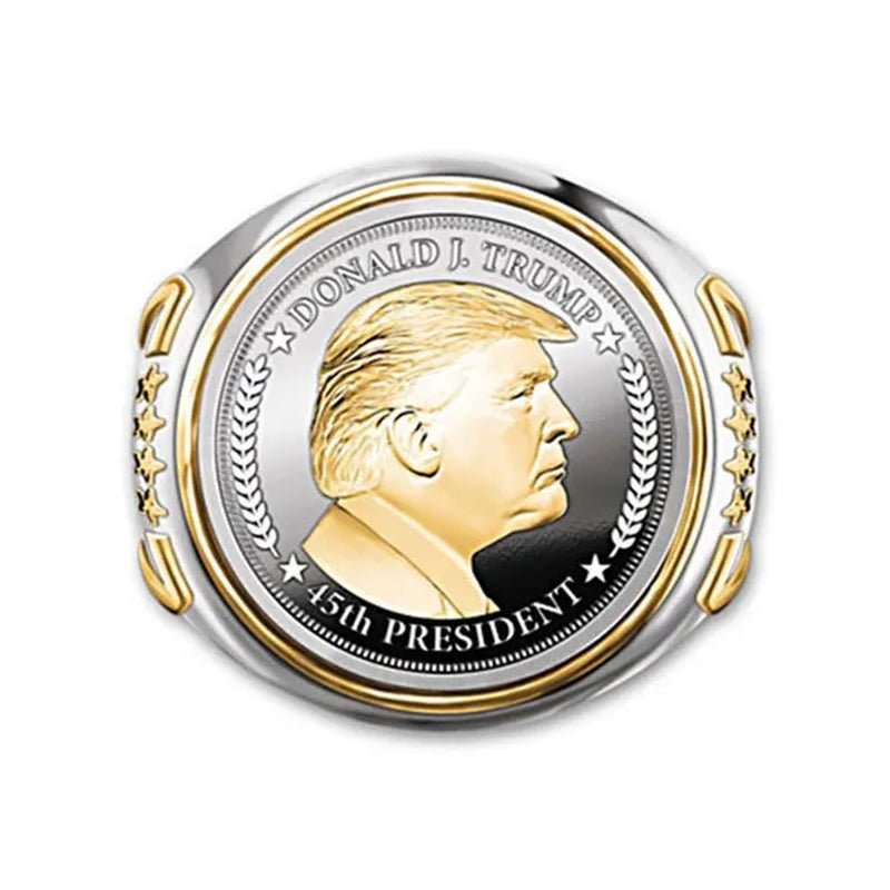 President Trump Ring,Gold Platedmens Ring,Handmade Ring,Hip Hop Ring ,Mens Band Ring,Vintage Mens Ring,Gold Platedhandmade Ring,Elegant Men'S Ring