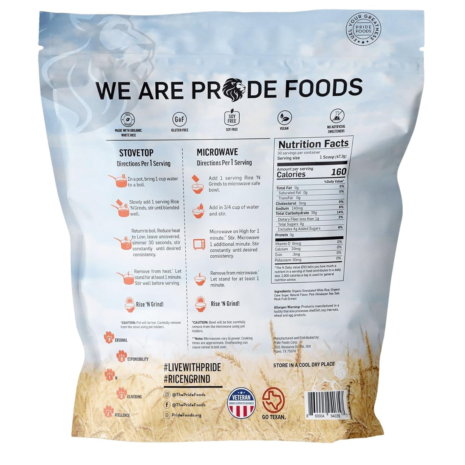 Pride Foods Rice 'N Grinds Hot Cereal - Gluten - Free, Non - Gmo, Vegan - Friendly, Natural Rice Breakfast, Quick & Easy Hot Meal, Low - Fat Comfort Food, 30 Servings, Coconut Cream Pie - WORLD TIME VISITS