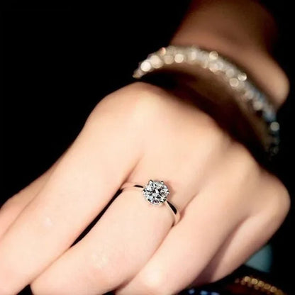 Princess 925 Silver Six Claw Ring Dainty Jewelry round White AAA CZ Diamond Earrings Ear Studs Wedding Gifts