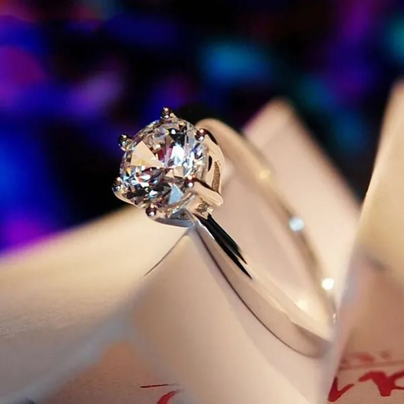 Princess 925 Silver Six Claw Ring Dainty Jewelry round White AAA CZ Diamond Earrings Ear Studs Wedding Gifts - WORLD TIME VISITS