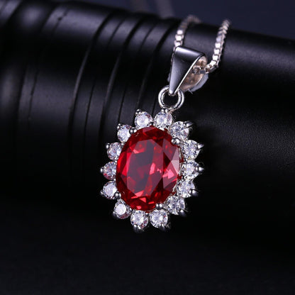 Princess Diana Kate Middleton Natural Amethyst Citrine Garnet Peridot Topaz Created Ruby Sapphire Simulated Emerald Pendant Necklace for Women, 925 Sterling Silver Gemstone Jewelry Set - WORLD TIME VISITS