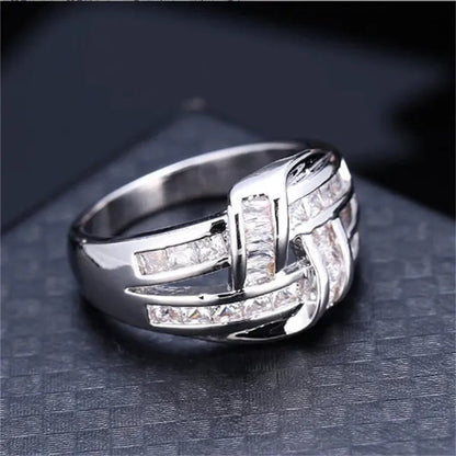 Princess silvering purple Amethyst Gemstone Birthstone Wedding Engagement Heart Ring