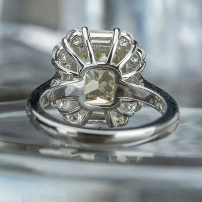 Princess Square Cut Citrine Vice Stone Lab Diamond Silver Plated Women Ring Bridal Romantic Wedding Fine Jewelry