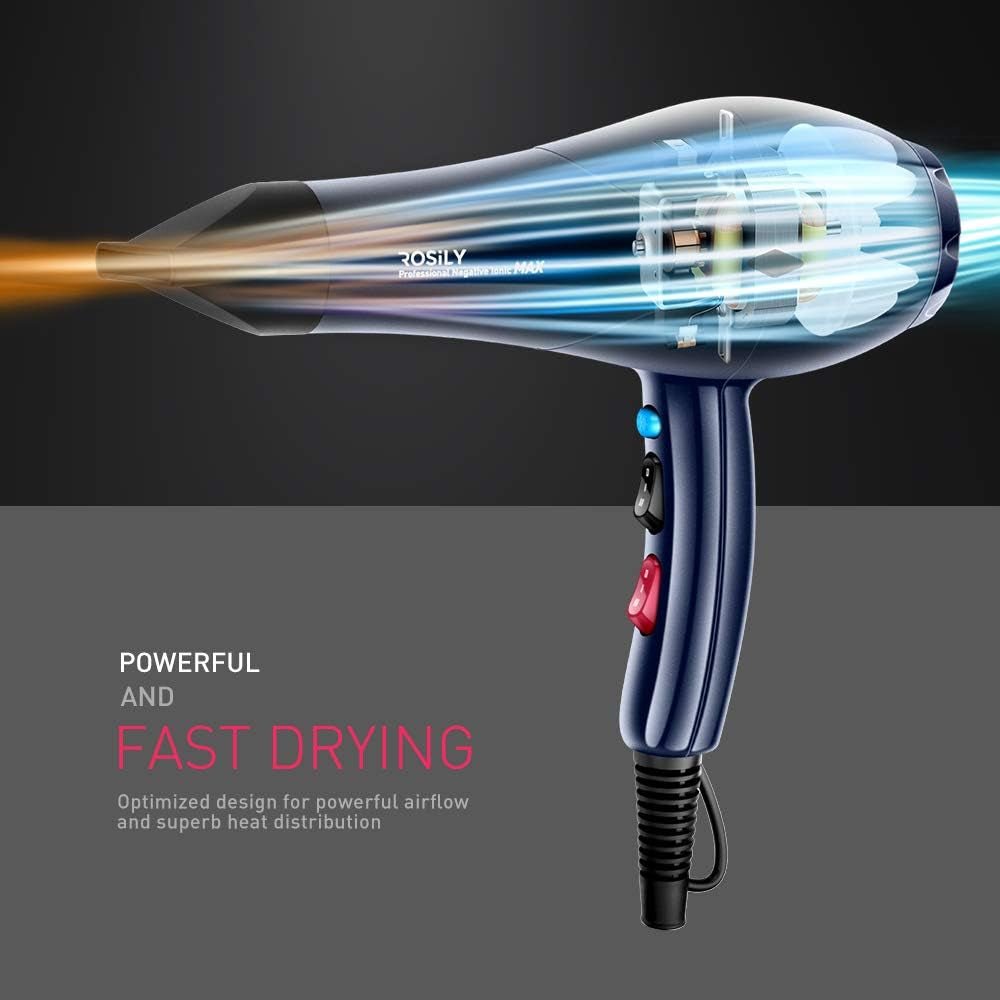 Professional 2200W Ionic Ceramic Hair Dryer | Fast Drying Salon Quality Blow Dryer with Nozzle Attachments for Smooth Shine and Silky Hair | Extra Long Cord and Faster Drying Time - WORLD TIME VISITS
