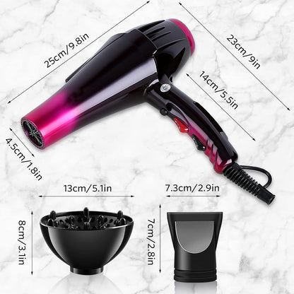 Professional Hair Dryer Ionic Blow Dryer 3500 Watt Powerful Salon Hair Dryers Ceramic Tourmaline Quick Dry Blow Dryer with AC Motor Concentrator Diffuser Attachments - WORLD TIME VISITS