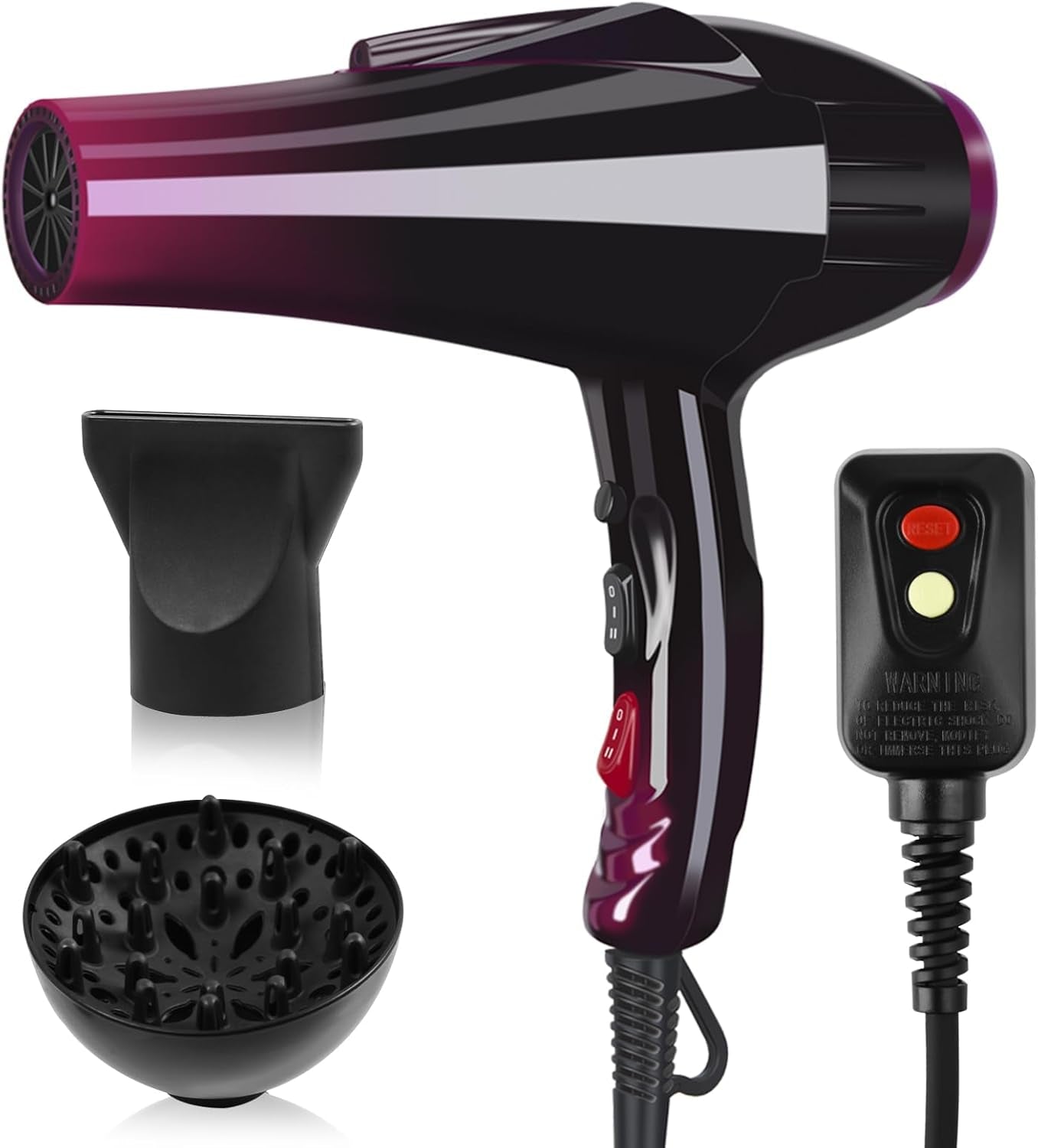 Professional Hair Dryer Ionic Blow Dryer 3500 Watt Powerful Salon Hair Dryers Ceramic Tourmaline Quick Dry Blow Dryer with AC Motor Concentrator Diffuser Attachments - WORLD TIME VISITS