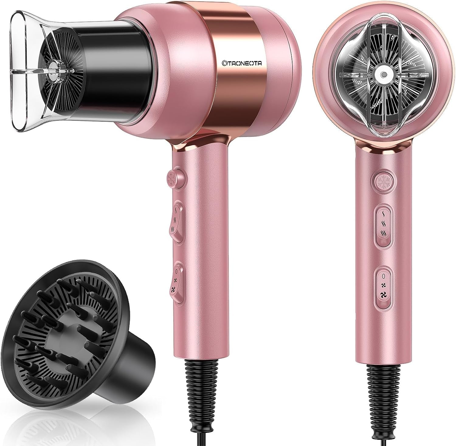 Professional Ionic Blow Dryer with Diffuser and Nozzle - 1875W Compact Dryer for Curly/Straight Hair Fast Drying, Lightweight for Home Salon Travel - WORLD TIME VISITS