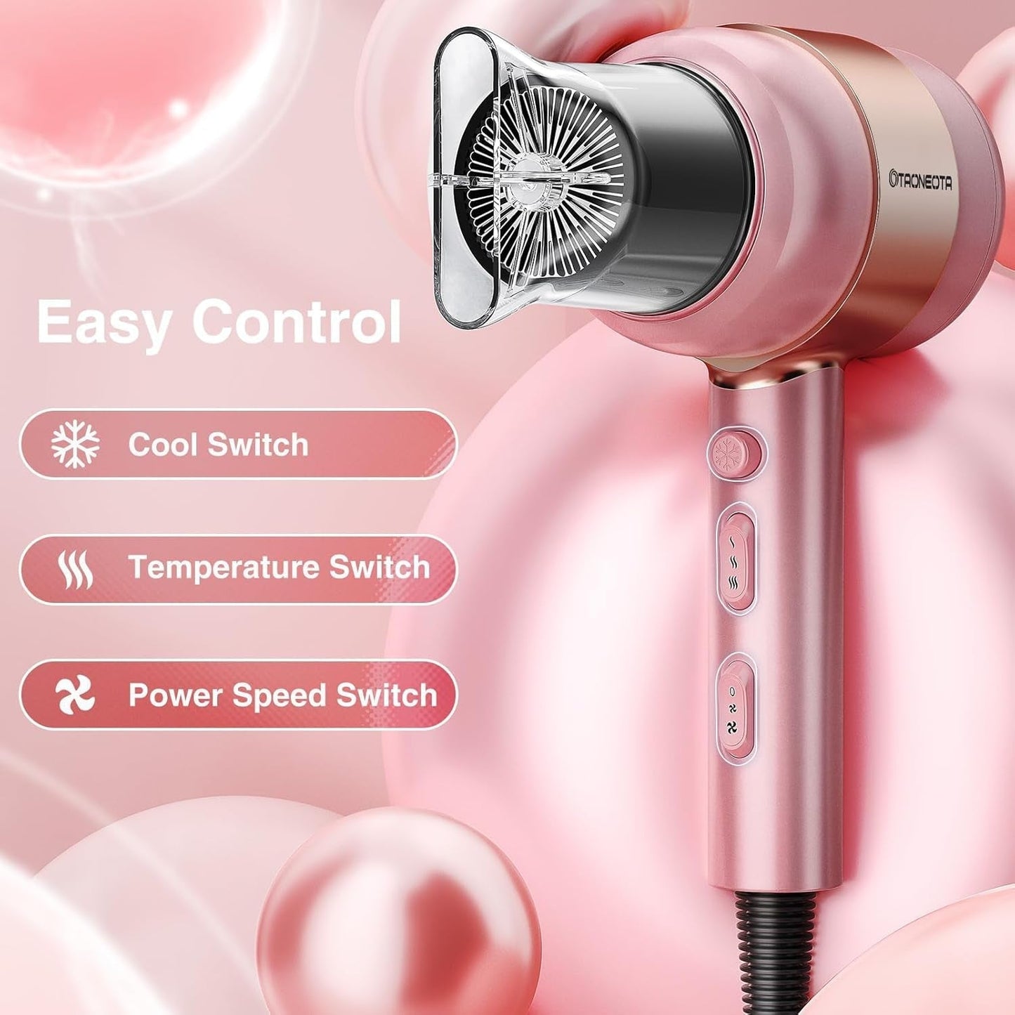 Professional Ionic Blow Dryer with Diffuser and Nozzle - 1875W Compact Dryer for Curly/Straight Hair Fast Drying, Lightweight for Home Salon Travel - WORLD TIME VISITS