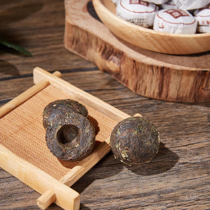 Pu - Erh Tea, Ripe Puerh Tea Mini Tea Cake with Glutinous Rice Fragrant, Loose Leaf Tea (8.47 Ounce/240G) - WORLD TIME VISITS