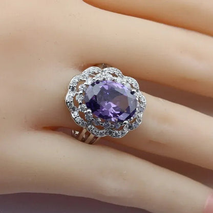 Purple Amethyst Pendant Rings Earrings Bracelet For Women - WORLD TIME VISITS