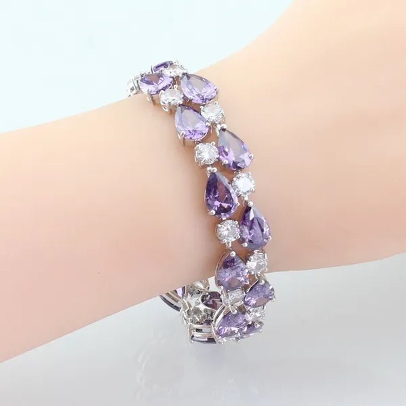 Purple Amethyst Pendant Rings Earrings Bracelet For Women
