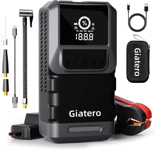 Q13 4000A Portable Car Jump Starter with Air Compressor 150PSI, Jump Start Battery Pack(10.0L Gas/8.0L Diesel), 12V Jump Box with 3 Modes Flashlight & Jumper Cable, LCD Display Power Bank - WORLD TIME VISITS