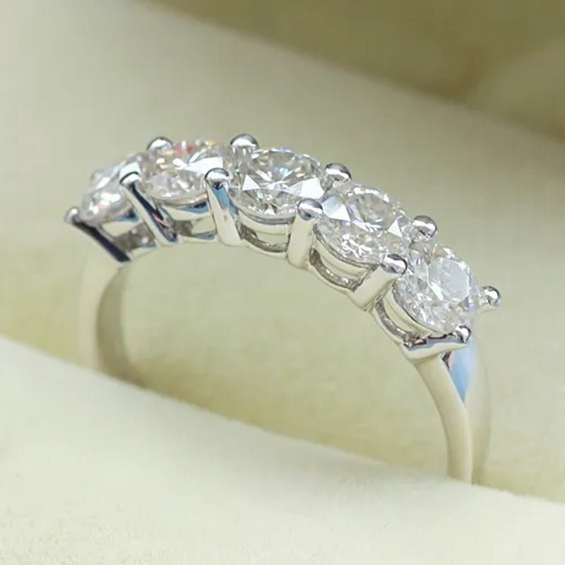 Queen Brilliance 1.5 ct Engagement Wedding Band Half Eternity Moissainite CZ Diamond 925 Sterling Silver Ring - WORLD TIME VISITS