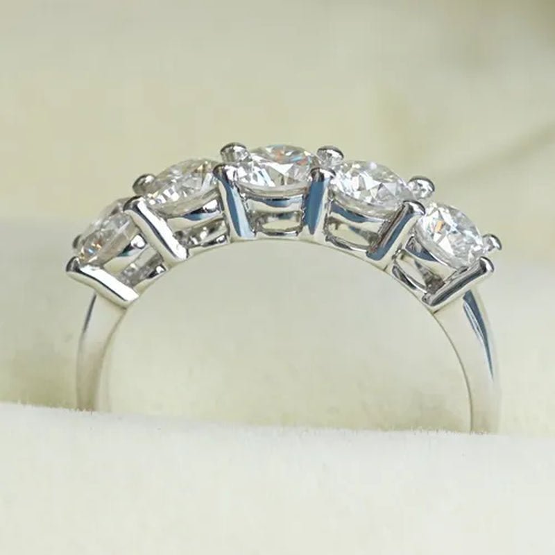 Queen Brilliance 1.5 ct Engagement Wedding Band Half Eternity Moissainite CZ Diamond 925 Sterling Silver Ring