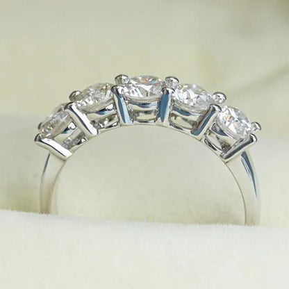 Queen Brilliance 1.5 ct Engagement Wedding Band Half Eternity Moissainite CZ Diamond 925 Sterling Silver Ring