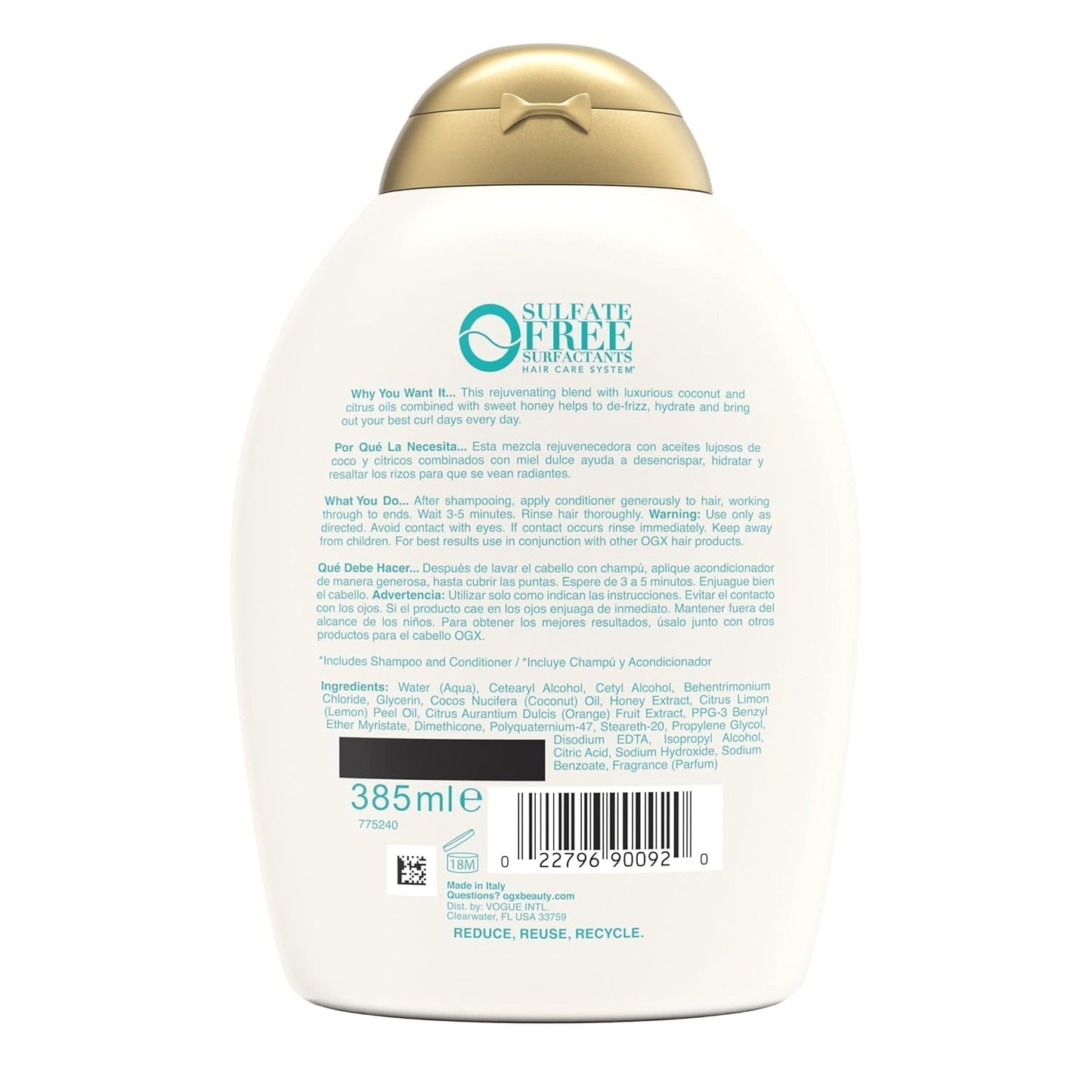 Quenching + Coconut Curls Curl-Defining Conditioner, Nourishing Curly Hair Conditioner with Coconut /Citrus Oil & Honey, Paraben-Free with Sulfate-Free Surfactants, 13Oz