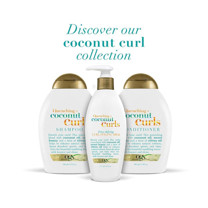 Quenching + Coconut Curls Curl-Defining Conditioner, Nourishing Curly Hair Conditioner with Coconut /Citrus Oil & Honey, Paraben-Free with Sulfate-Free Surfactants, 13Oz