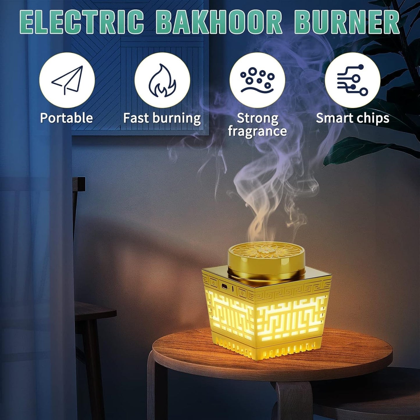 Quran Speaker & Mini Incense Burner Bakhoor,Remote Control with 114 Quran Chapters, Multicolor Changing Bluetooth Speaker, Night Light MP3 Music Player with 18 Reciters and 17 Translations